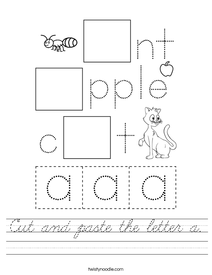 Cut and paste the letter a. Worksheet