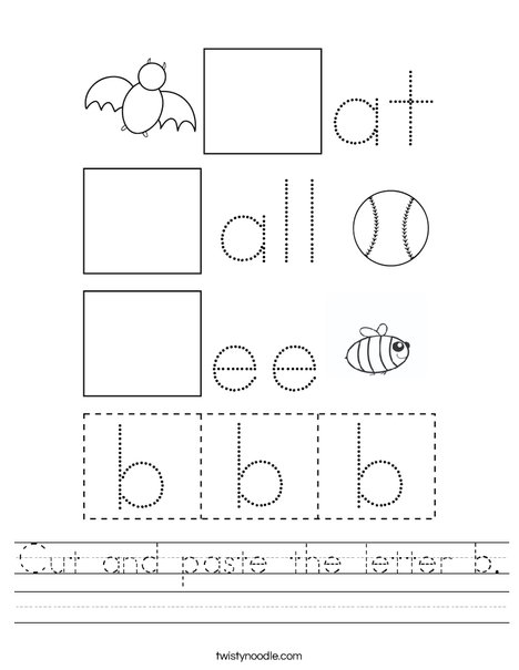 Cut And Paste The Letter B Worksheet - Twisty Noodle