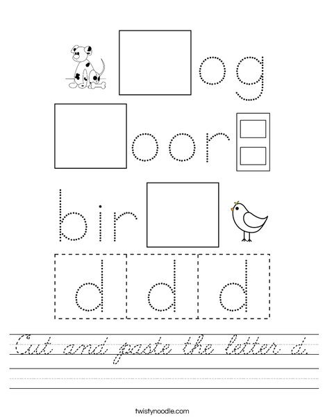 Cut and paste the letter d. Worksheet