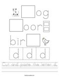 Cut and paste the letter d. Worksheet