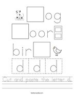 Cut and paste the letter d Handwriting Sheet