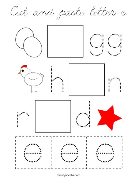 Cut and paste the letter e. Coloring Page