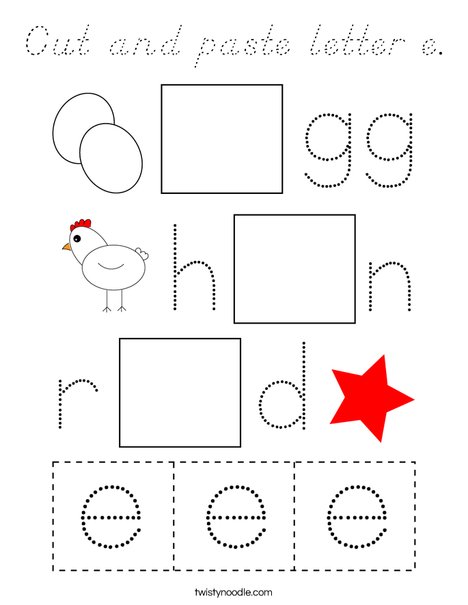 Cut and paste the letter e. Coloring Page
