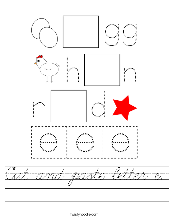 Cut and paste letter e. Worksheet