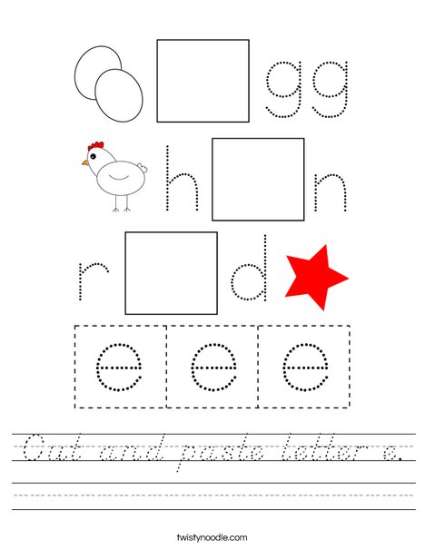 Cut and paste the letter e. Worksheet