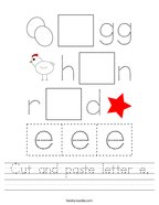 preschool worksheets letter e Cut and paste letter e Handwriting Sheet