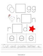 Cut and paste letter e Handwriting Sheet