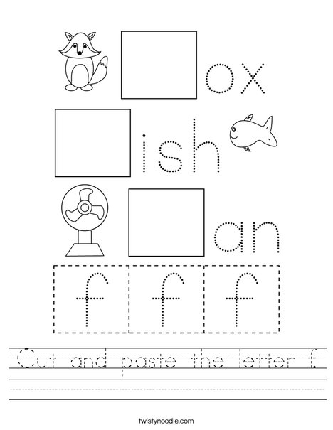 Cut and paste the letter f Worksheet - Twisty Noodle cut-and-paste-the-letter-f-worksheet-twisty-noodle