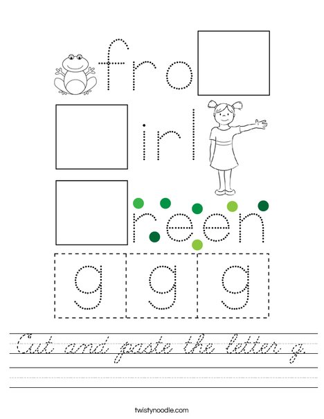 Cut and paste the letter g. Worksheet