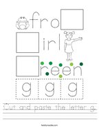 Cut and paste the letter g Handwriting Sheet