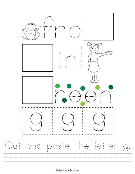 Cut and paste the letter g. Worksheet