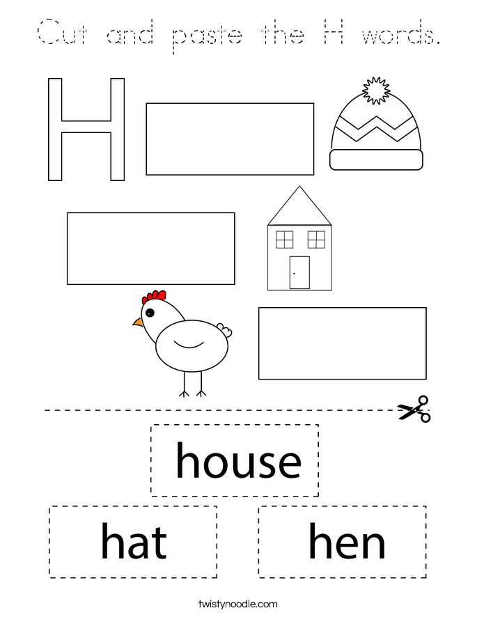 Cut and paste the H words. Coloring Page