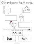 Cut and paste the H words. Coloring Page
