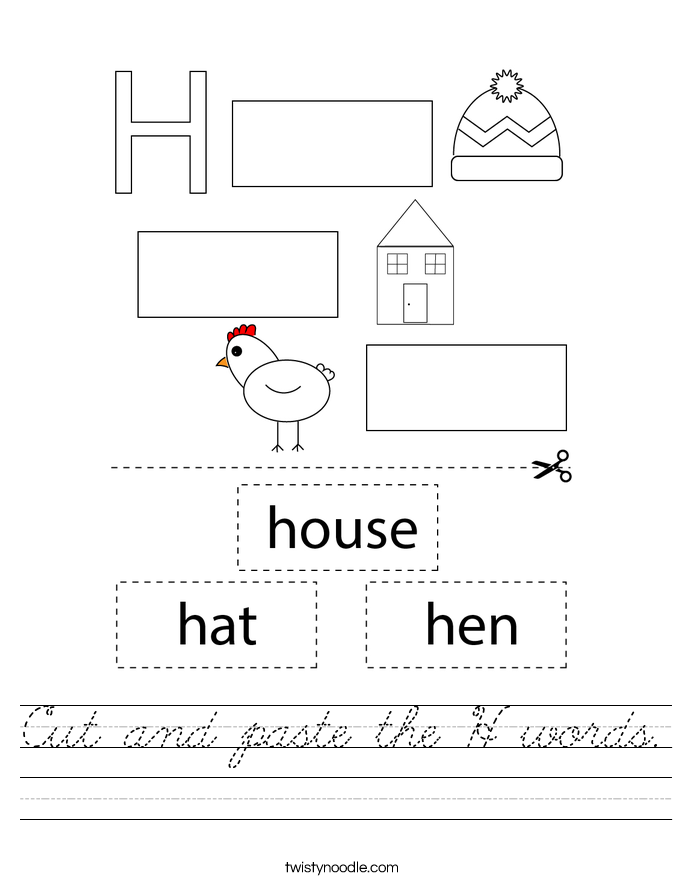 Cut and paste the H words. Worksheet