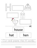 Cut and paste the H words. Worksheet