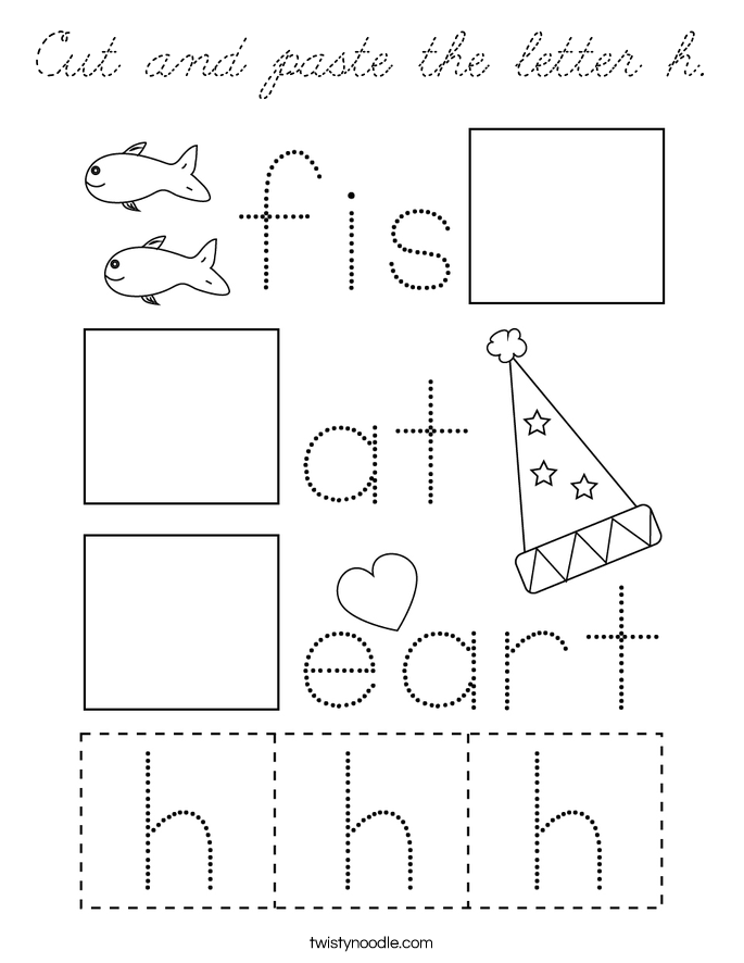 cut and paste the letter h coloring page cursive