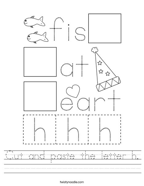 cut and paste the letter h worksheet twisty noodle