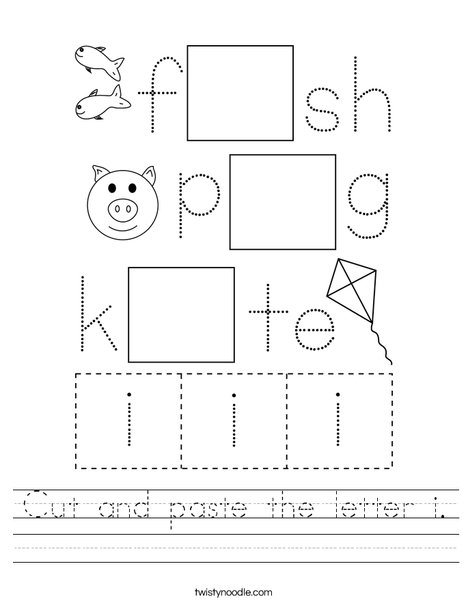 cut and paste the letter i worksheet twisty noodle