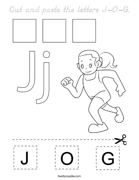 Cut and paste the letter J-O-G. Coloring Page