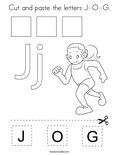 Cut and paste the letters J-O-G. Coloring Page