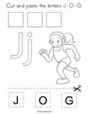Cut and paste the letters J-O-G Coloring Page