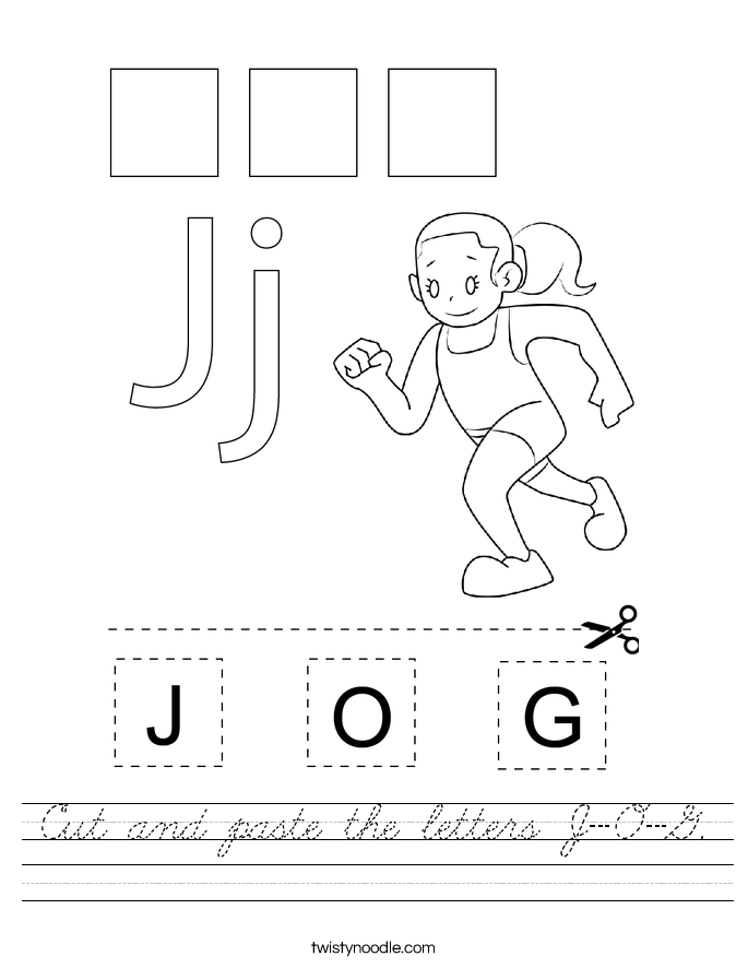 Cut and paste the letters J-O-G. Worksheet