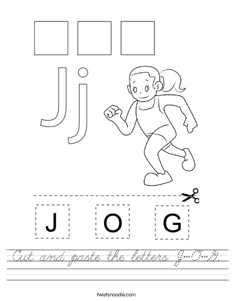 Cut and paste the letter J-O-G. Worksheet