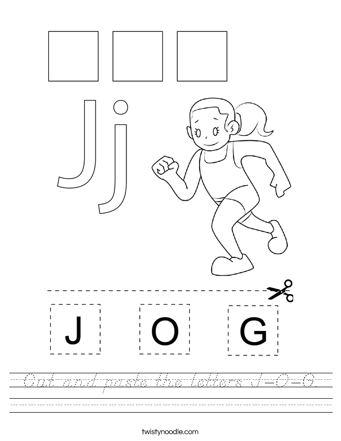 Cut and paste the letters J-O-G. Worksheet