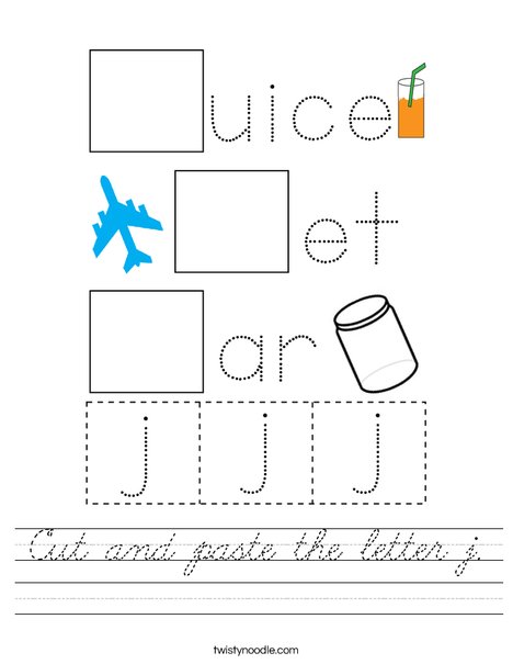 Cut and paste the letter j. Worksheet
