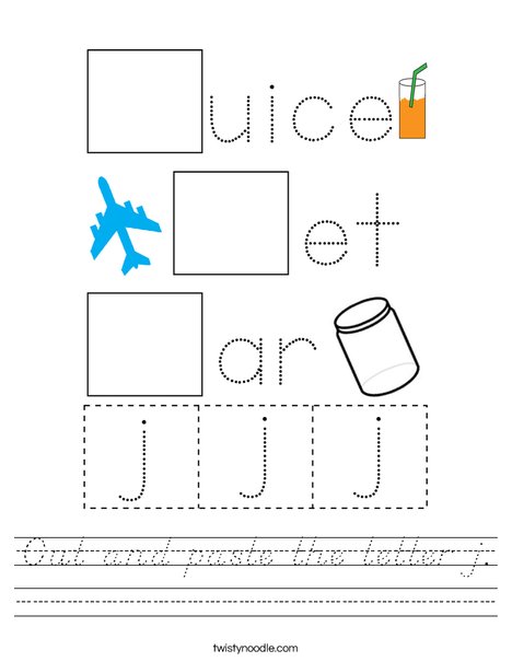 Cut and paste the letter j. Worksheet