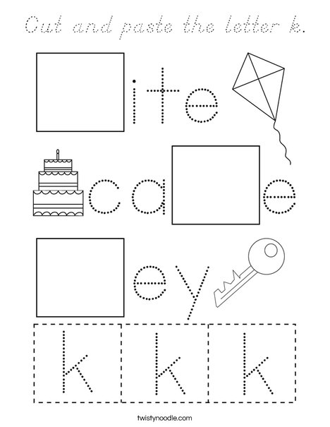 Cut and paste the letter k. Coloring Page