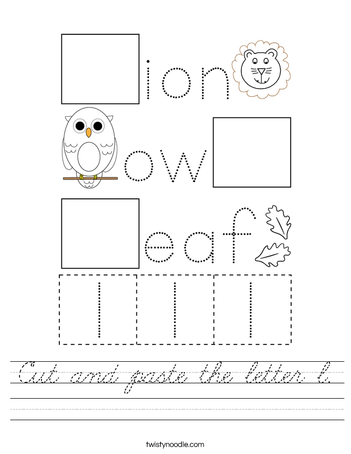 Cut and paste the letter l. Worksheet