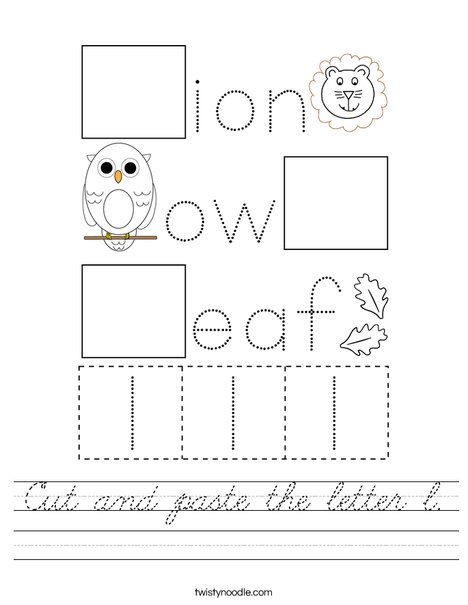 Cut and paste the letter l. Worksheet