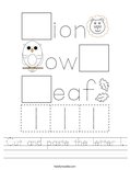Cut and paste the letter l. Worksheet