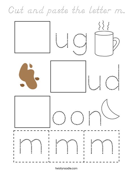 Cut and paste the letter m. Coloring Page