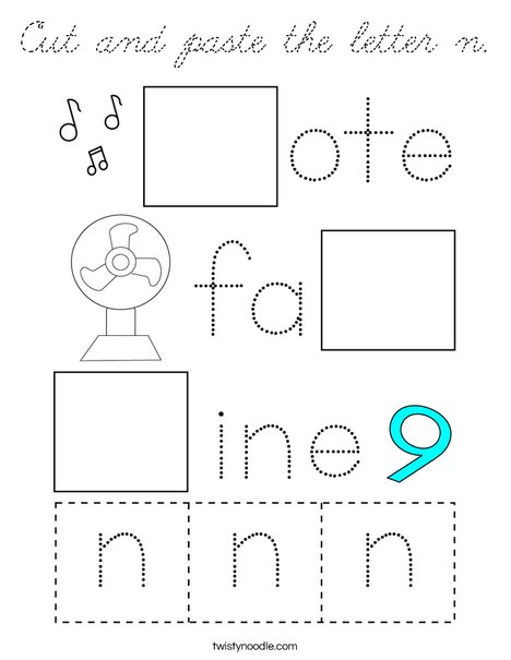 Cut and paste the letter n. Coloring Page