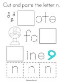 Cut and paste the letter n Coloring Page