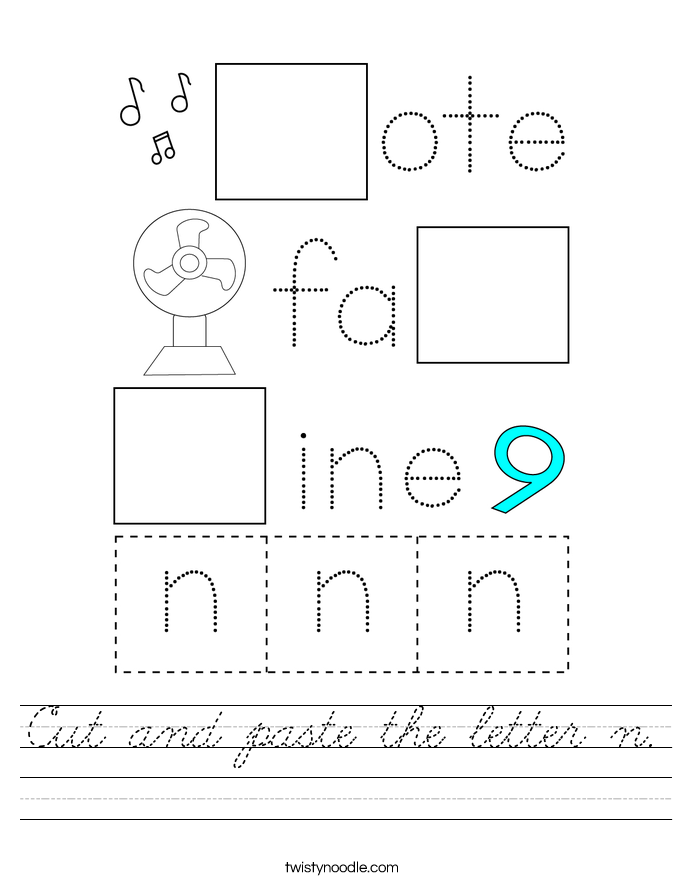 Cut and paste the letter n. Worksheet