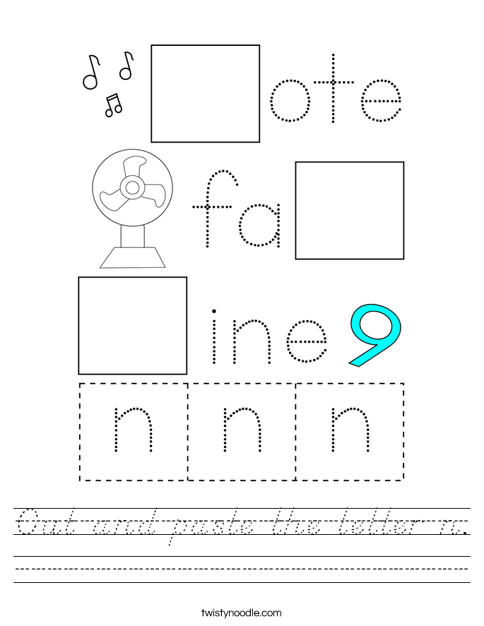 Cut and paste the letter n. Worksheet