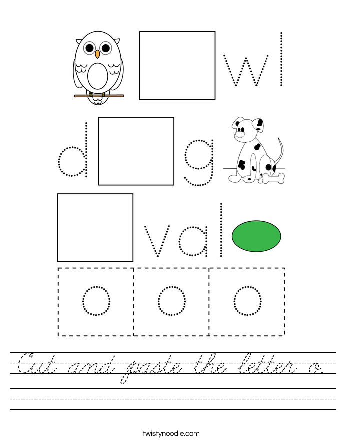 Cut and paste the letter o. Worksheet