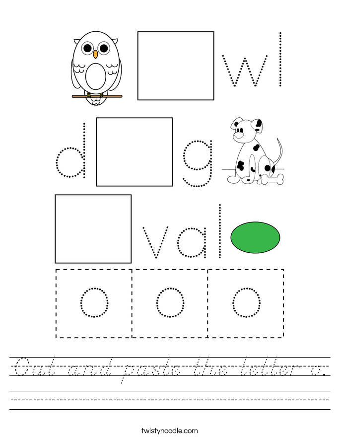 Cut and paste the letter o. Worksheet