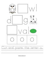 Cut and paste the letter o Handwriting Sheet