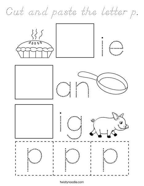 Cut and paste the letter p. Coloring Page