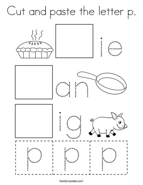 Cut And Paste The Letter P Coloring Page - Twisty Noodle