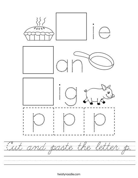 Cut and paste the letter p. Worksheet