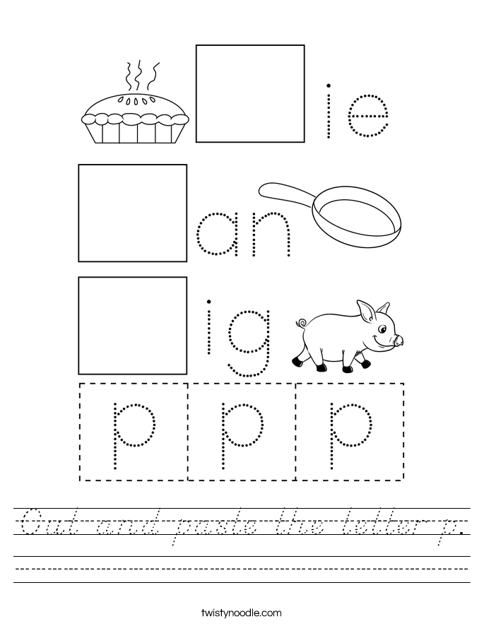 Cut and paste the letter p. Worksheet