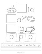 Cut and paste the letter p Handwriting Sheet