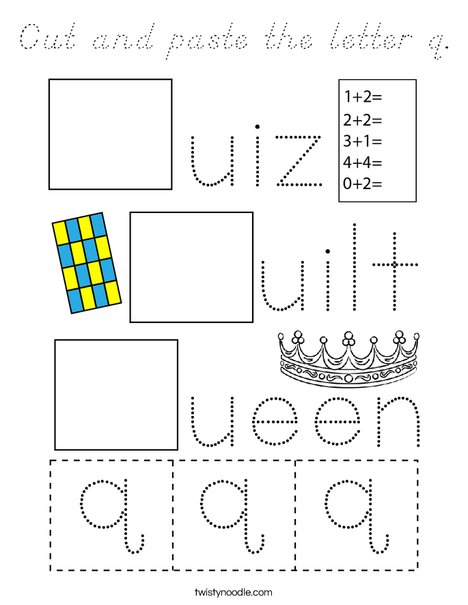 Cut and paste the letter q. Coloring Page