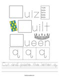 Cut and paste the letter q. Worksheet