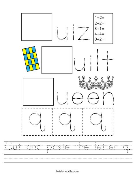 Cut and paste the letter q. Worksheet